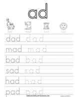 AD Word Family Printables - Kindergarten Mom