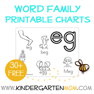 Word Family Printables - Kindergarten Mom