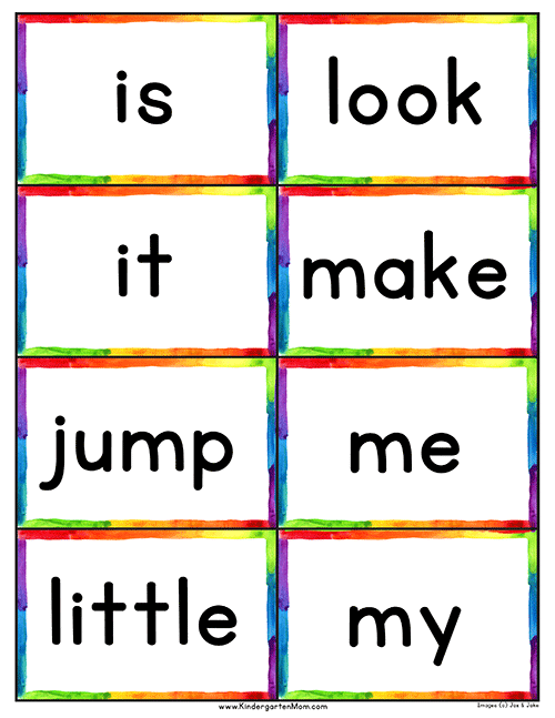 Free Printable Pre Primer Sight Word Cards