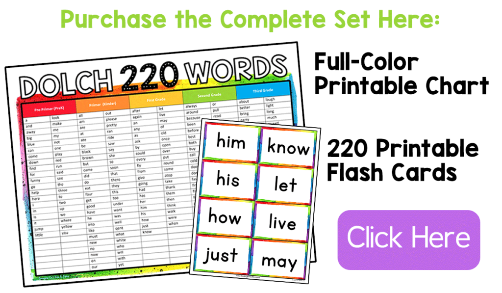 Dolch 220 Sight Word List & Flash Cards