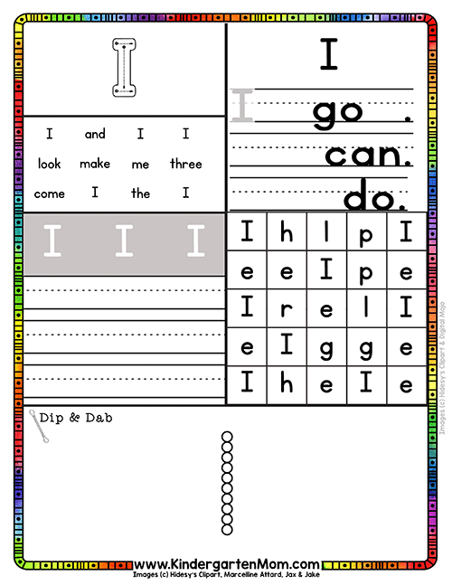 Kindergarten Sight Words Activities Worksheets