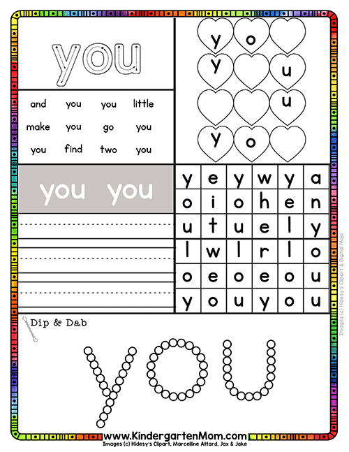 20 Awesome Preschool Sight Words Worksheet