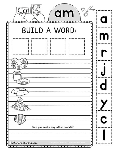am word family worksheets kindergarten mom