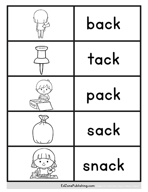 ACK Word Family Worksheets - Kindergarten Mom