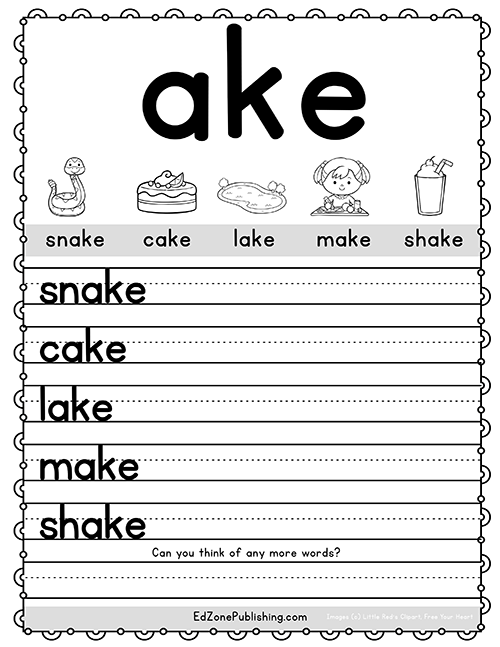 Rhyming Words for ake Worksheets