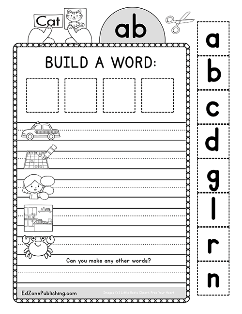 ab word family worksheets kindergarten mom