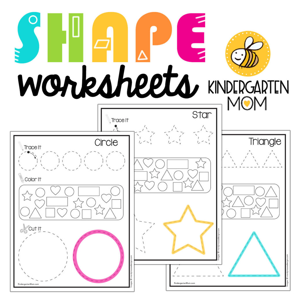 shape worksheets kindergarten mom