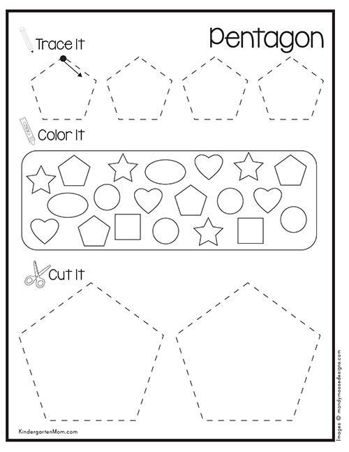 Preschool Pentagon Shape Worksheets