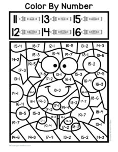 Subtraction Color By Number Kindergarten - Kindergarten Mom