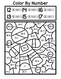 Subtraction Color By Number Printable