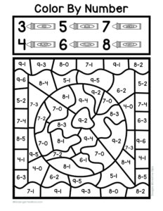 Color By Subtraction Facts - Kindergarten Mom