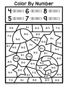 Subtraction Color By Code Worksheets - Kindergarten Mom