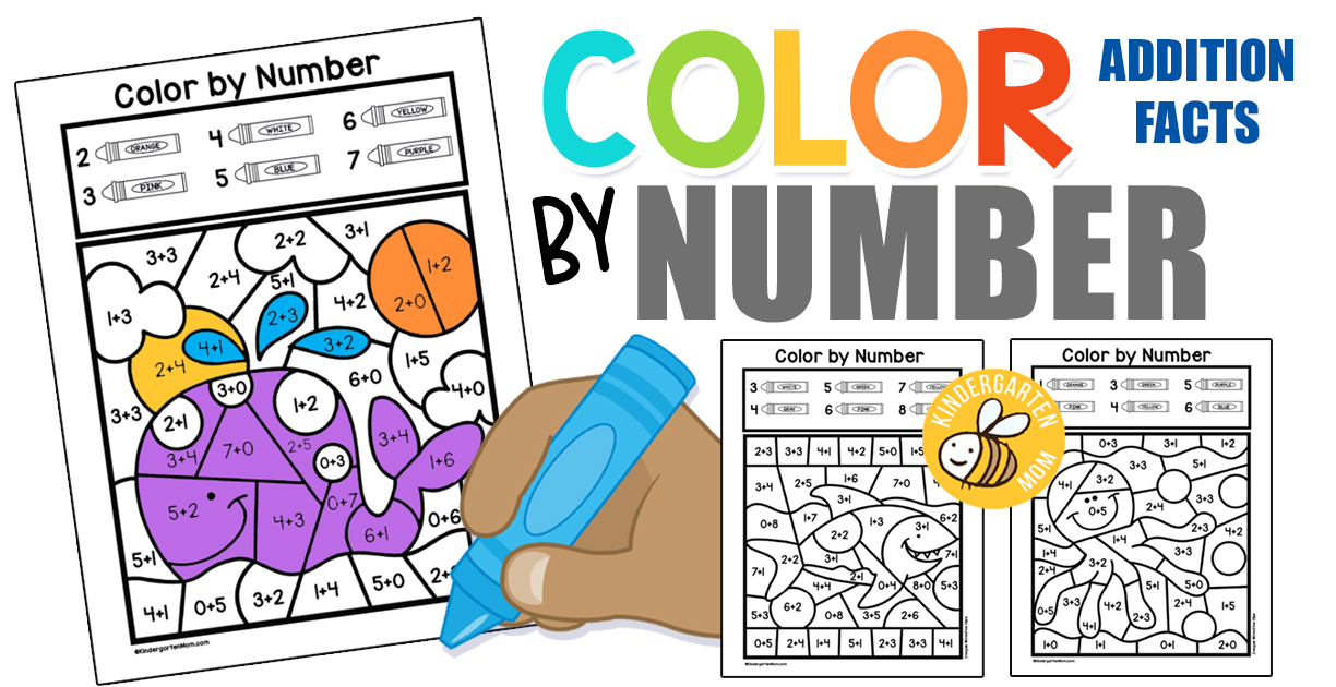 Addition Worksheets For Kindergarten Color By Number