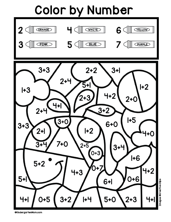 Color By Number Addition Printable