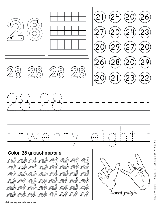Worksheets Numbers 28 Kindergarten