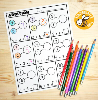 Addition Worksheets for Kindergarten - Kindergarten Mom