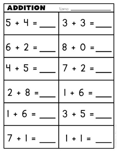 Addition Worksheets for Kindergarten - Kindergarten Mom