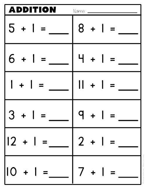 Valerie-KindergartenMathWorksheetsAdding1 - Kindergarten Mom