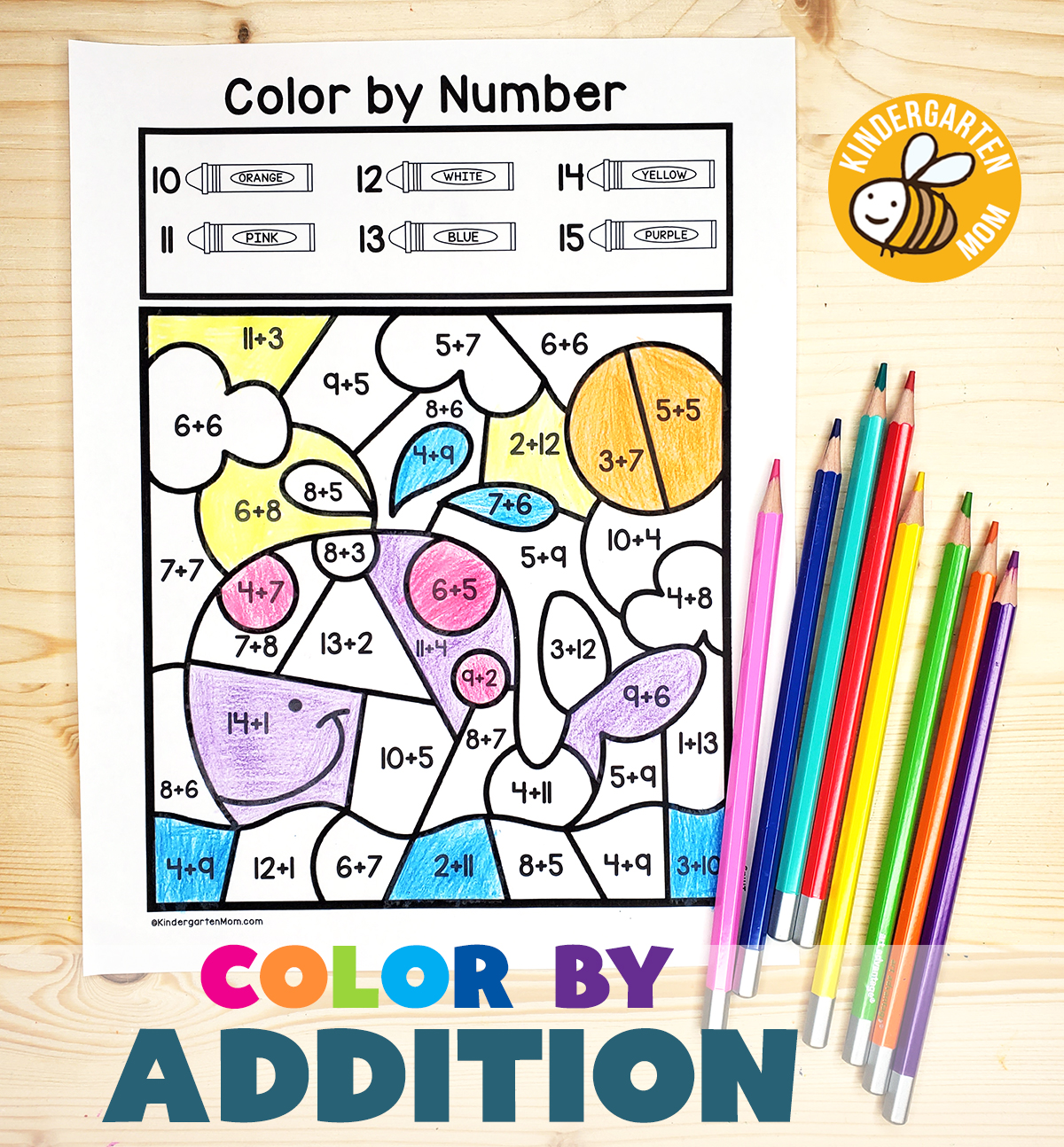 Color By Number Addition Facts