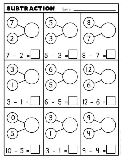 Subtraction Worksheets for Kindergarten - Kindergarten Mom