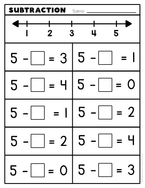 subtraction problem solving worksheets for kindergarten