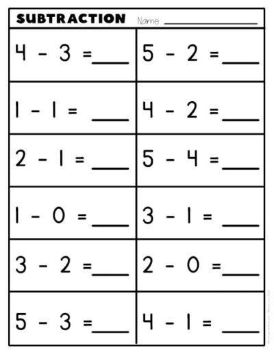 Subtraction Worksheets for Kindergarten - Kindergarten Mom