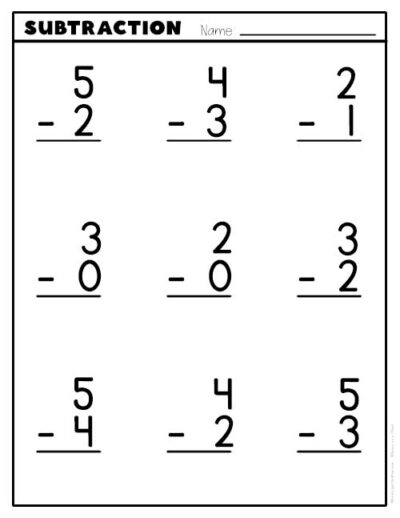 Subtraction Worksheets for Kindergarten - Kindergarten Mom