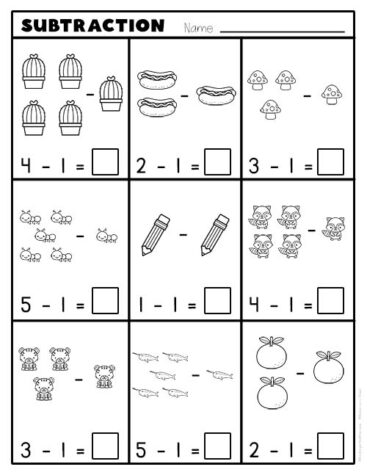 Subtraction Worksheets for Kindergarten - Kindergarten Mom