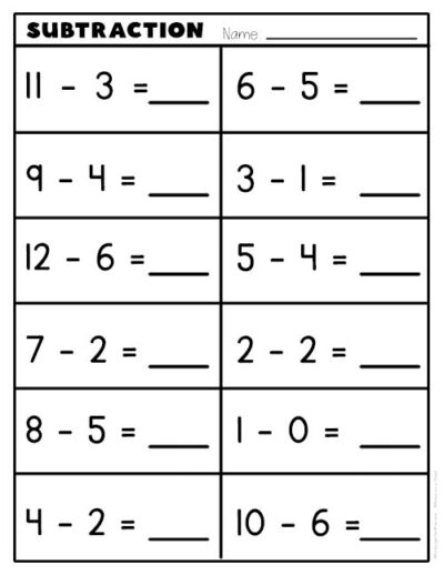 Subtraction Worksheets for Kindergarten - Kindergarten Mom