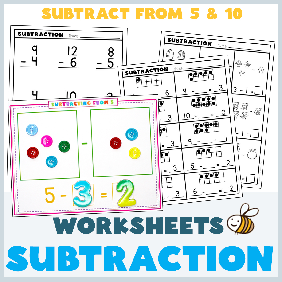 Subtraction Worksheets for Kindergarten - Kindergarten Mom