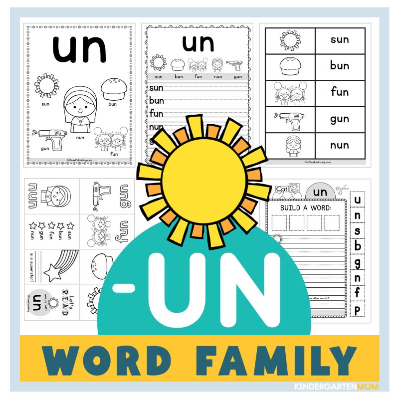 UN Word Family Worksheets - Kindergarten Mom